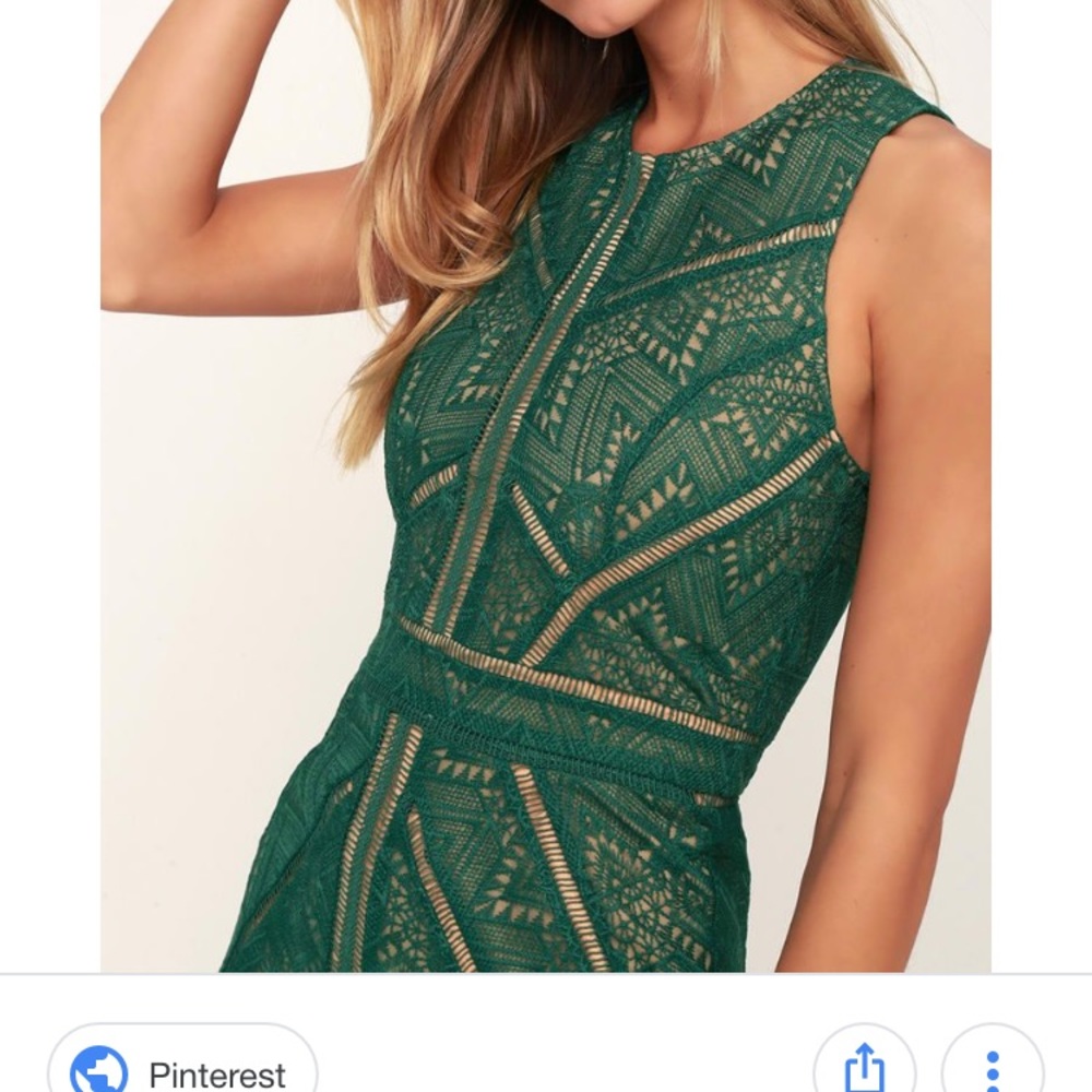 NWT Bardot EVE DARK GREEN LACE SHEATH MIDI DRESS